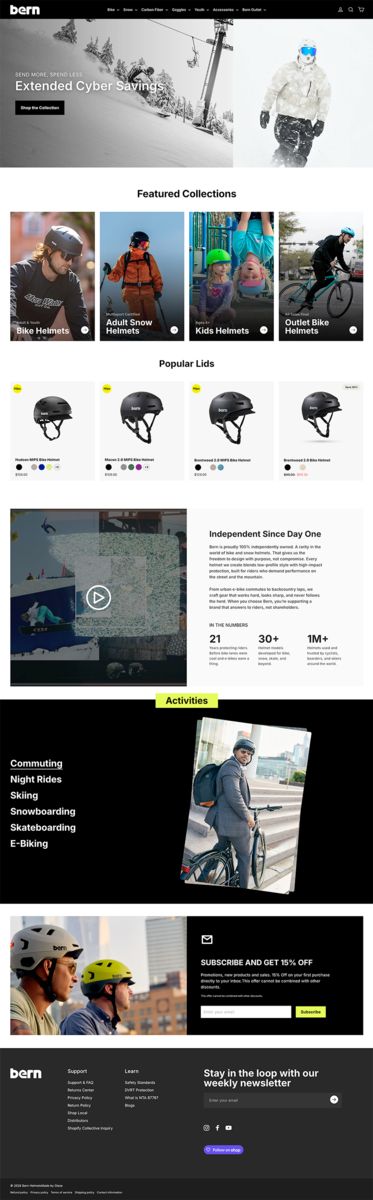 Screenshot of Bern Helmet's homepage